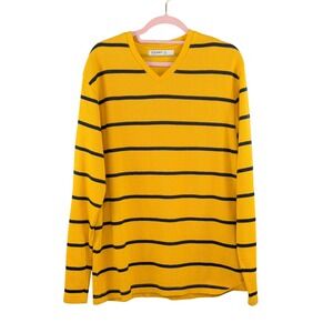 Old Navy Men's Yellow Navy‎ Striped V-Neck Sweater L Preppy Collegiate Academia